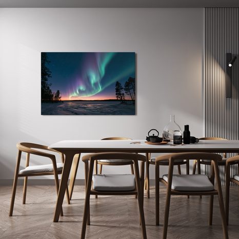 TABLEAU SUR TOILE – CIEL NOCTURNE AUX AURORES BORÉALES - TABLEAUX DES AURORES BORÉALES - TABLEAUX