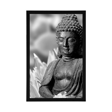 PLAKÁT KLIDNÝ BUDDHA V ČERNOBÍLÉM PROVEDENÍ - ČERNOBÍLÉ - PLAKÁTY