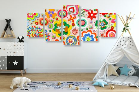 КАРТИНИ ОТ 5 ЧАСТИ – АБСТРАКЦИЯ НА ЦВЕТЯ - КАРТИНИ ЗА ДЕЦА - КАРТИНИ