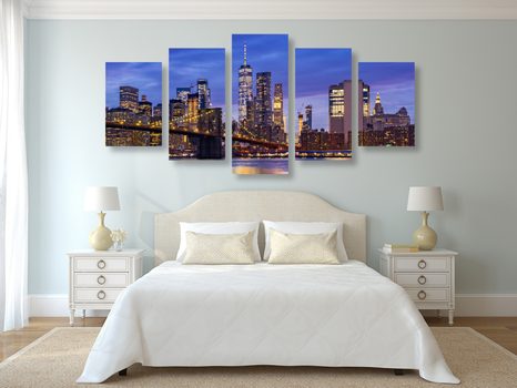 5-CZĘŚCIOWY OBRAZ MOST W BROOKLYNIE - OBRAZY MIASTA - OBRAZY