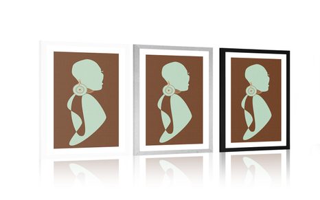 PLAKAT S PASPARTUOM SILUETA ŽENE NA TAMNOJ POZADINI - ŽENE - PLAKATI