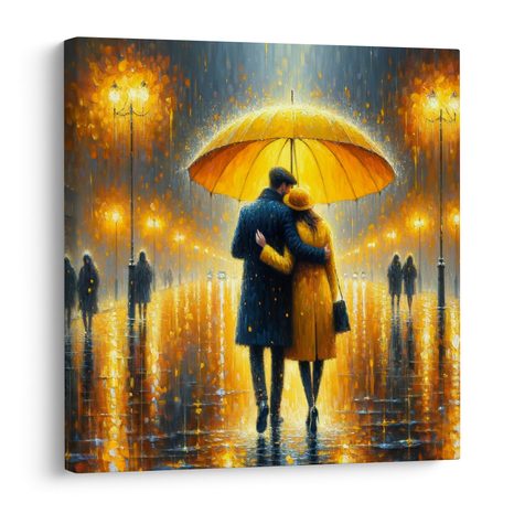 WANDBILD LIEBE IM STADTREGEN - BILDER MIT LIEBESMOTIVEN - BILDER