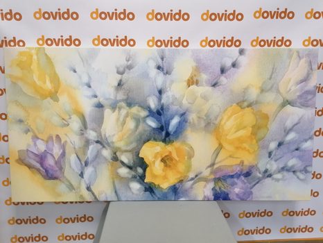 OBRAZ AKVARELOVÉ ŽLUTÉ TULIPÁNY - OBRAZY KVĚTŮ - OBRAZY