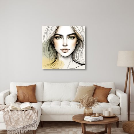 WANDBILD WEIBLICHES GESICHT IN SANFTEN TÖNEN - WANDBILDER FRAUEN - BILDER