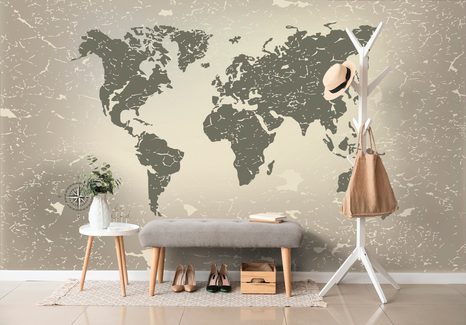 TAPETA STARÁ MAPA SVĚTA NA ABSTRAKTNÍM POZADÍ - TAPETY MAPY - TAPETY