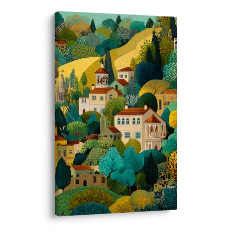 OBRAZ KOUZLO BAREVNÉ KRAJINY - BAREVNÉ DOMY - OBRAZY