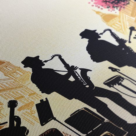 WANDBILD JAZZBAND IN DEN STRASSEN - BILDER VON STÄDTEN - BILDER