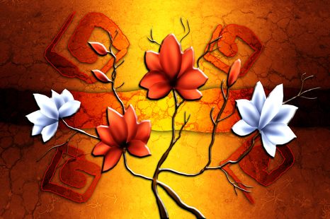 TAPETA KVĚTINY V ETNO STYLU - ABSTRAKTNÍ TAPETY - TAPETY