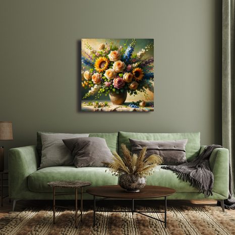 OBRAZ KYTICE RŮŽÍ A SLUNEČNIC - OBRAZY KVĚTŮ - OBRAZY