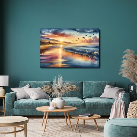 QUADRO SU TELA – SPIAGGIA AL TRAMONTO - QUADRI MARE E SPIAGGIA - STAMPE E QUADRI