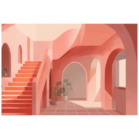 SELBSTKLEBENDE TAPETE ABSTRAKTE ROSA ARCHITEKTUR - STREET-ART-TAPETEN - TAPETEN