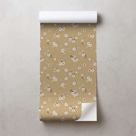 SAMOLEPÍCÍ TAPETA KVĚTINOVÉ POLE NA BÉŽOVÉM POZADÍ - VZOROVANÉ TAPETY - TAPETY