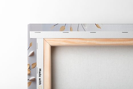 TABLEAU SUR TOILE – ARBRE AVEC FLEURS BLANC-DORÉ - TABLEAUX - 🔥 VENTE TOTALE