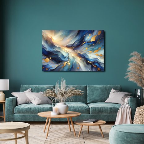 OBRAZ MODROZLATÝ PROUD SVĚTLA - OBRAZY ABSTRAKTNÍ TVARY - OBRAZY