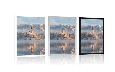 PLAGÁT KOSTOL PRI JAZERE BLED V SLOVINSKU - PRÍRODA - PLAGÁTY