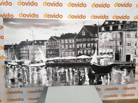 OBRAZ OLEJOMALBA BENÁTKY V ČERNOBÍLÉM PROVEDENÍ - ČERNOBÍLÉ OBRAZY - OBRAZY