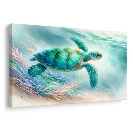 WANDBILD MEERESSCHILDKRÖTE IM OZEAN - WANDBILDER UNTERWASSERWELT - BILDER