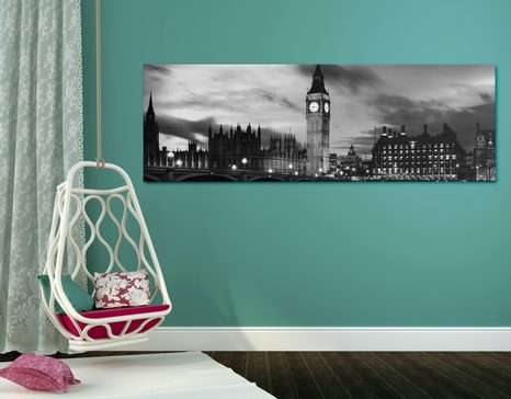 WANDBILD BIG BEN IN LONDON IN SCHWARZ-WEISS - SCHWARZ-WEISSE BILDER - BILDER