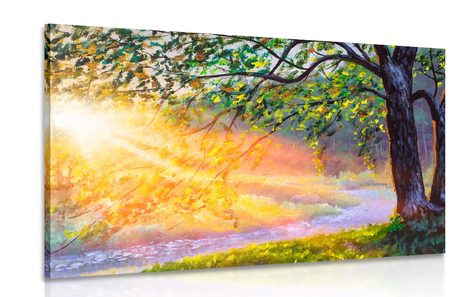 OBRAZ VÝCHOD SLNKA V LESE - OBRAZY - TOTÁLNÍ VÝPRODEJ 🔥