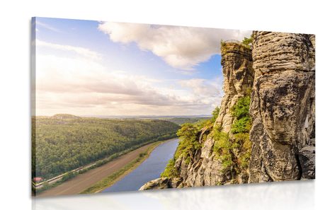 IMPRESSION SUR TOILE VUE SUR LA RIVIÈRE ET LA FORÊT - IMPRESSION SUR TOILE DE NATURE ET PAYSAGE - IMPRESSION SUR TOILE