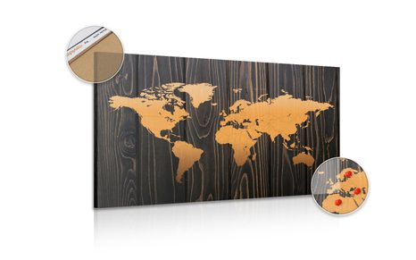 QUADRO IN SUGHERO – MAPPA ARANCIONE SU LEGNO - QUADRI SU SUGHERO - STAMPE E QUADRI