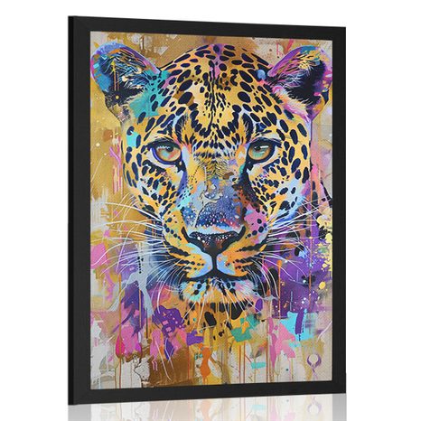POSTER LEOPARD CU IMITAȚIA PICTURII - LEI ȘI TIGRI - POSTERE