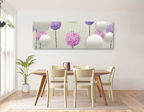 WANDBILD INTERESSANTE BLUMEN MIT ABSTRAKTEN ELEMENTEN UND MUSTERN - ABSTRAKTE BILDER - BILDER