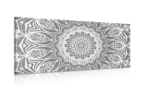 CANVAS PRINT MANDALA OF HARMONY IN BLACK AND WHITE - BLACK AND WHITE PICTURES - PICTURES