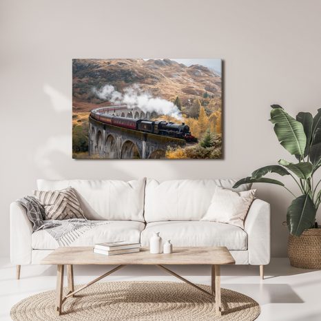 QUADRO SU TELA – TRENO A VAPORE STORICO - QUADRI CAMPI E PRATI - STAMPE E QUADRI