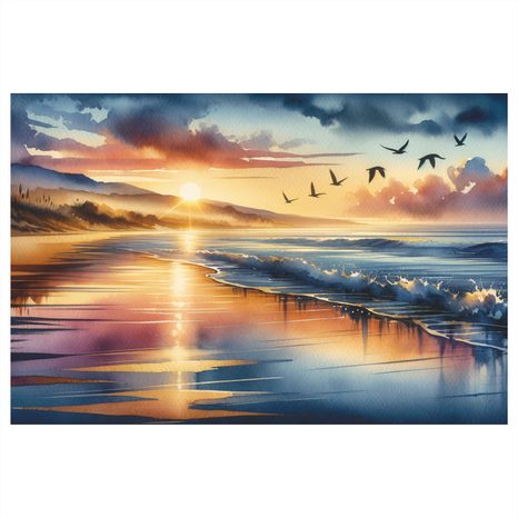 QUADRO SU TELA – SPIAGGIA AL TRAMONTO - QUADRI MARE E SPIAGGIA - STAMPE E QUADRI