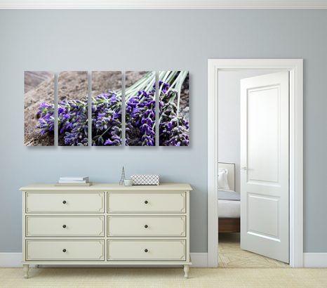 5-DÍLNÝ OBRAZ KYTICE Z LEVANDULE - OBRAZY KVĚTŮ - OBRAZY