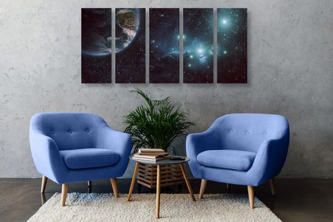 5-RÉSZES KÉP BOLYGÓ AZ ŰRBEN - BOLYGÓ- ÉS CSILLAGMINTÁS KÉPEK - KÉPEK