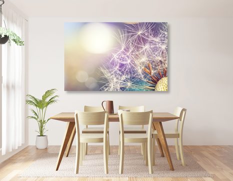 STAMPA SU TELA – VISTA DETTAGLIATA DEL DENTE DI LEONE - QUADRI DI FIORI - STAMPE E QUADRI