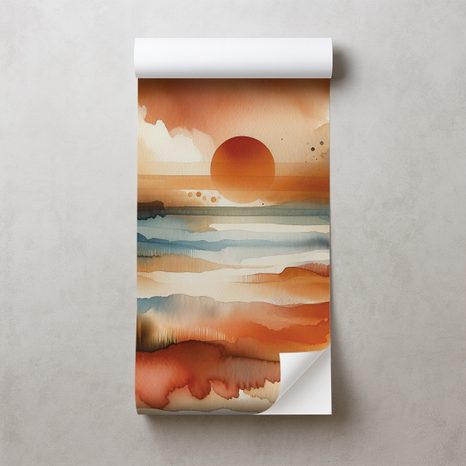 SAMOLEPÍCÍ TAPETA ABSTRAKTNÍ AKVARELOVÝ ZÁPAD SLUNCE AKVAREL - TAPETY VÝCHOD A ZÁPAD SLUNCE - TAPETY