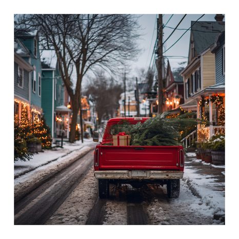OBRAZ ZASNĚŽENÁ ULICE S VÁNOČNÍMI SVĚTLY - VÁNOČNÍ A ZIMNÍ OBRAZY - OBRAZY