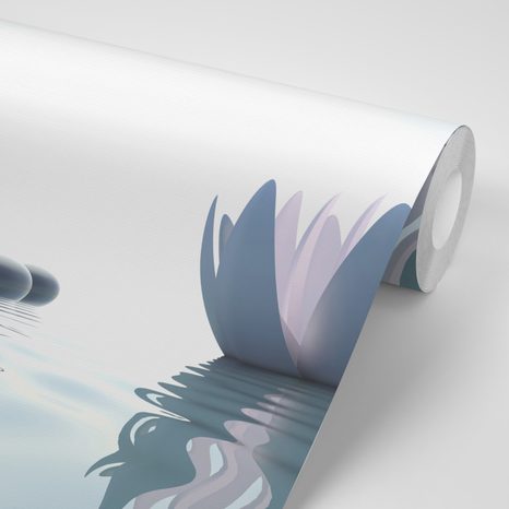 TAPETA LOTOSOVÝ KVĚT A ZEN KAMENY - TAPETY FENG SHUI - TAPETY