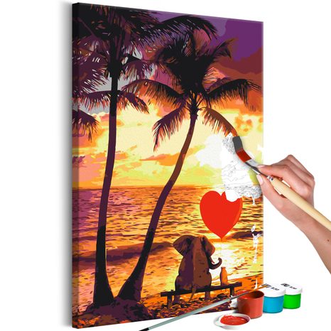 PICTURE PAINTING BY NUMBERS ANIMALS IN LOVE AT SUNSET