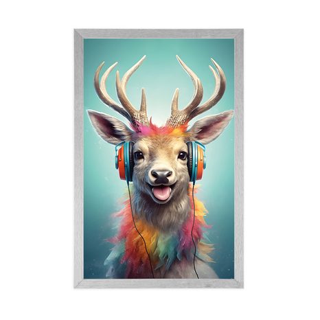 PLAKAT JELEN SA SLUŠALICAMA - PARTY ŽIVOTINJE SA SLUŠALICAMA - PLAKATI