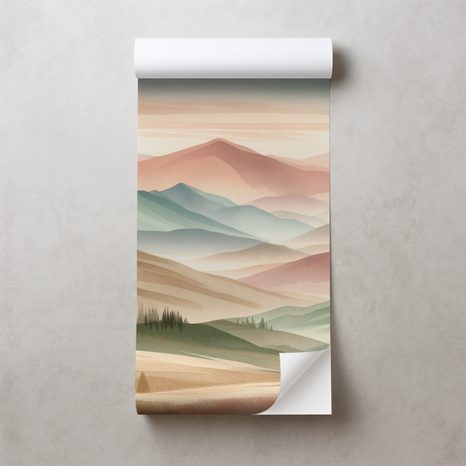 CARTA DA PARATI AUTOADESIVA – MONTAGNE PASTELLO AD ACQUERELLO - CARTA DA PARATI MONTAGNE - CARTA DA PARATI