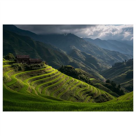 WANDBILD GRÜNE REISTERRASSEN - WANDBILDER FELDER UND WIESEN - BILDER