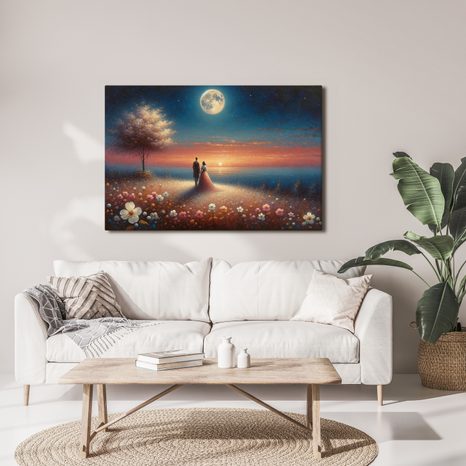 WANDBILD PAAR IM MONDLICHT - BILDER MIT LIEBESMOTIVEN - BILDER