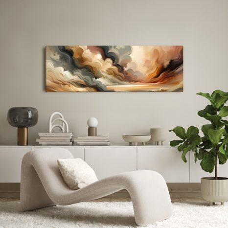 WANDBILD GOLDENER HIMMEL UND WINDIGE LANDSCHAFT - WANDBILDER ABSTRAKTE FORMEN - BILDER