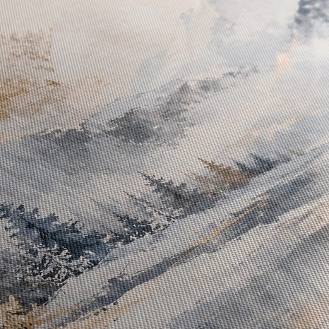 TABLEAU SUR TOILE – VALLÉE BRUMEUSE EN PAYSAGE HIVERNAL - TABLEAUX DE MONTAGNE - TABLEAUX