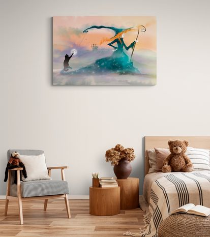 WANDBILD GEMALTE HEXE - BILDER FÜR KINDER - BILDER