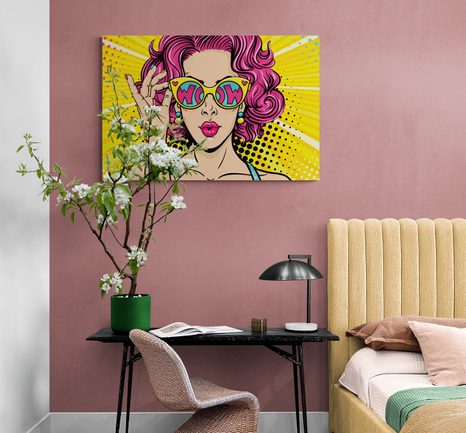 KÉP RÓZSASZÍN HAJÚ HÖLGY - POP ART KÉPEK - KÉPEK