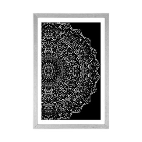 POSTER WITH MOUNT MANDALA IN VINTAGE STYLE IN BLACK AND WHITE - BLACK AND WHITE - POSTERS
