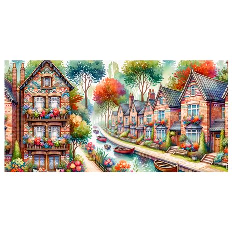 OBRAZ ULICE S KVĚTINAMI - OBRAZY MĚSTA - OBRAZY