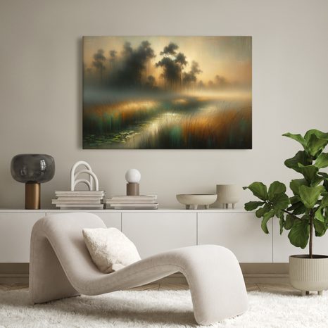 WANDBILD SCHILF IM NEBEL - WANDBILDER FELDER UND WIESEN - BILDER