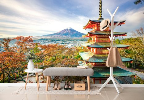 CARTA DA PARATI – VISTA SULLA PAGODA CHUREITO E MONTE FUJI - CARTA DA PARATI NATURA - CARTA DA PARATI
