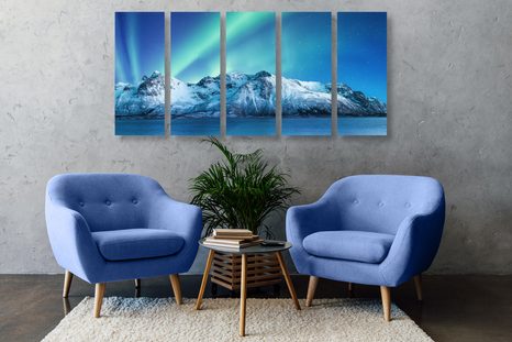 5-RÉSZES KÉP ARCTIC AURORA BOREALIS - BOLYGÓ- ÉS CSILLAGMINTÁS KÉPEK - KÉPEK